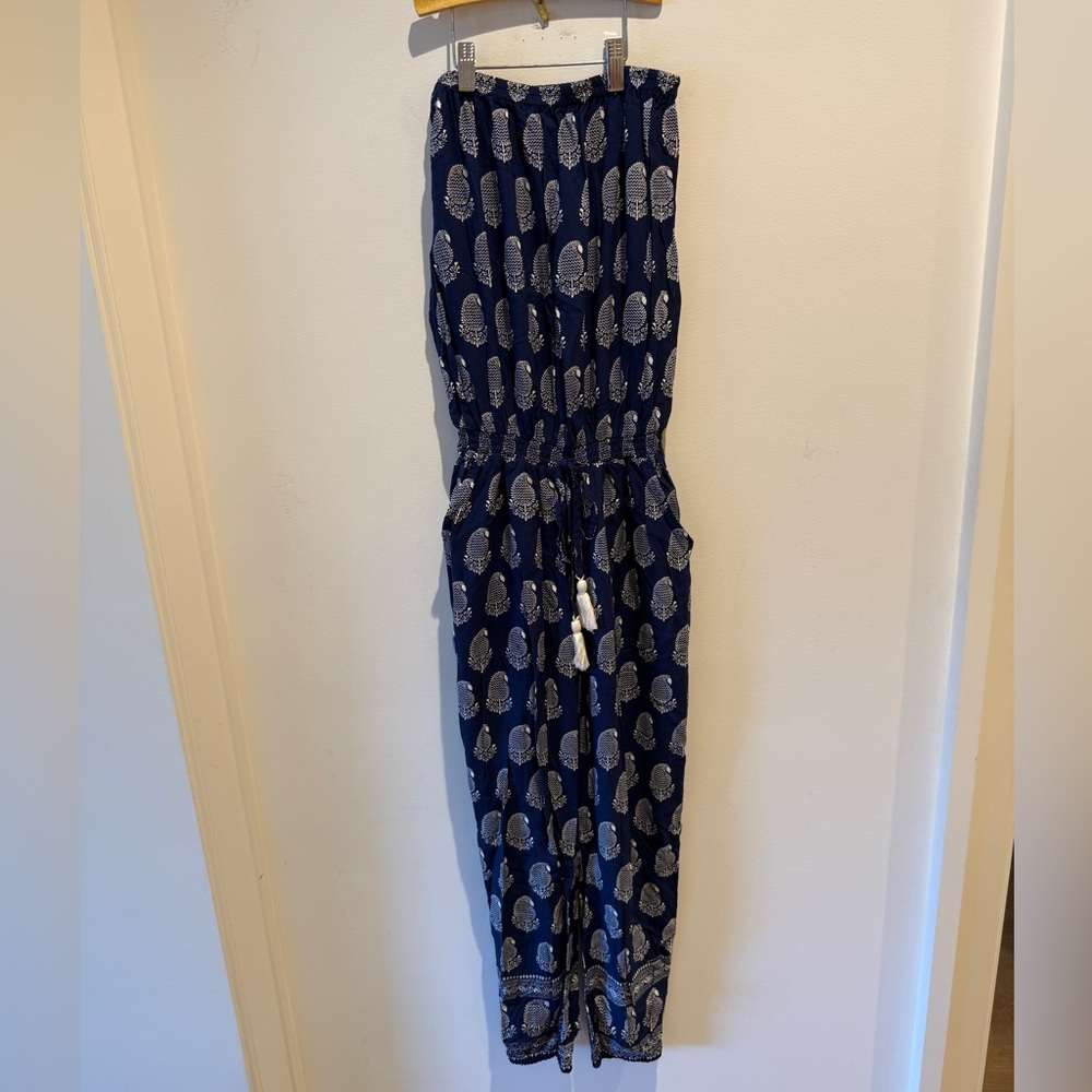 Cool Change Strapless Linen Printed Jumpsuit size Small